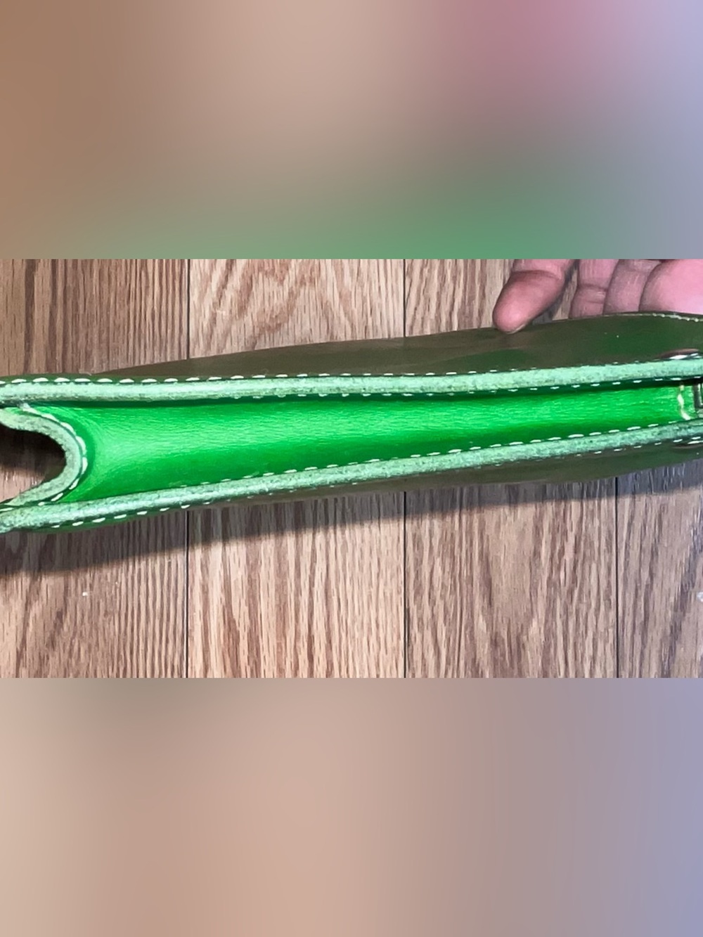kate spade Emerald Green Leather Pouch Wallet wristlet strap - Picture 8 of 16